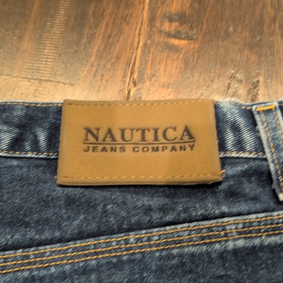 Vintage Nautica Jean Shorts Mens 39x12 Tag 42 Blue Carpenter Jorts Y2K Baggy - Picture 5 of 9